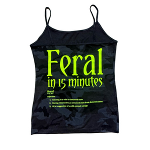 George Fitted Black Camo with Neon Yellow Graphic Camisole Women’s M Streetwear